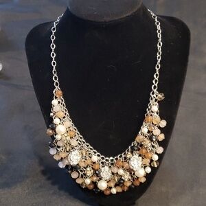 New York & Company silver mesh necklace with Rhinstones